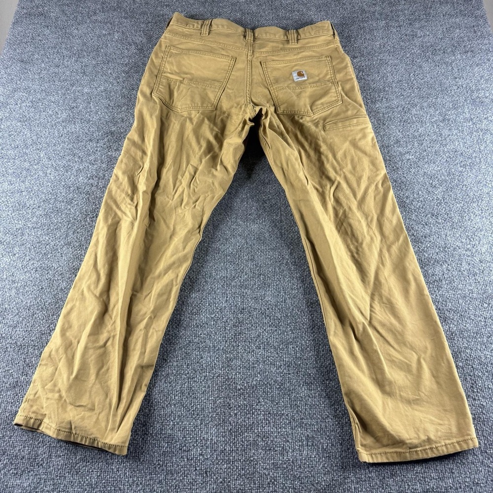 Carhartt Pants Mens 33x30 Brown Relaxed Fit Canvas Stretch Workwear Khakis